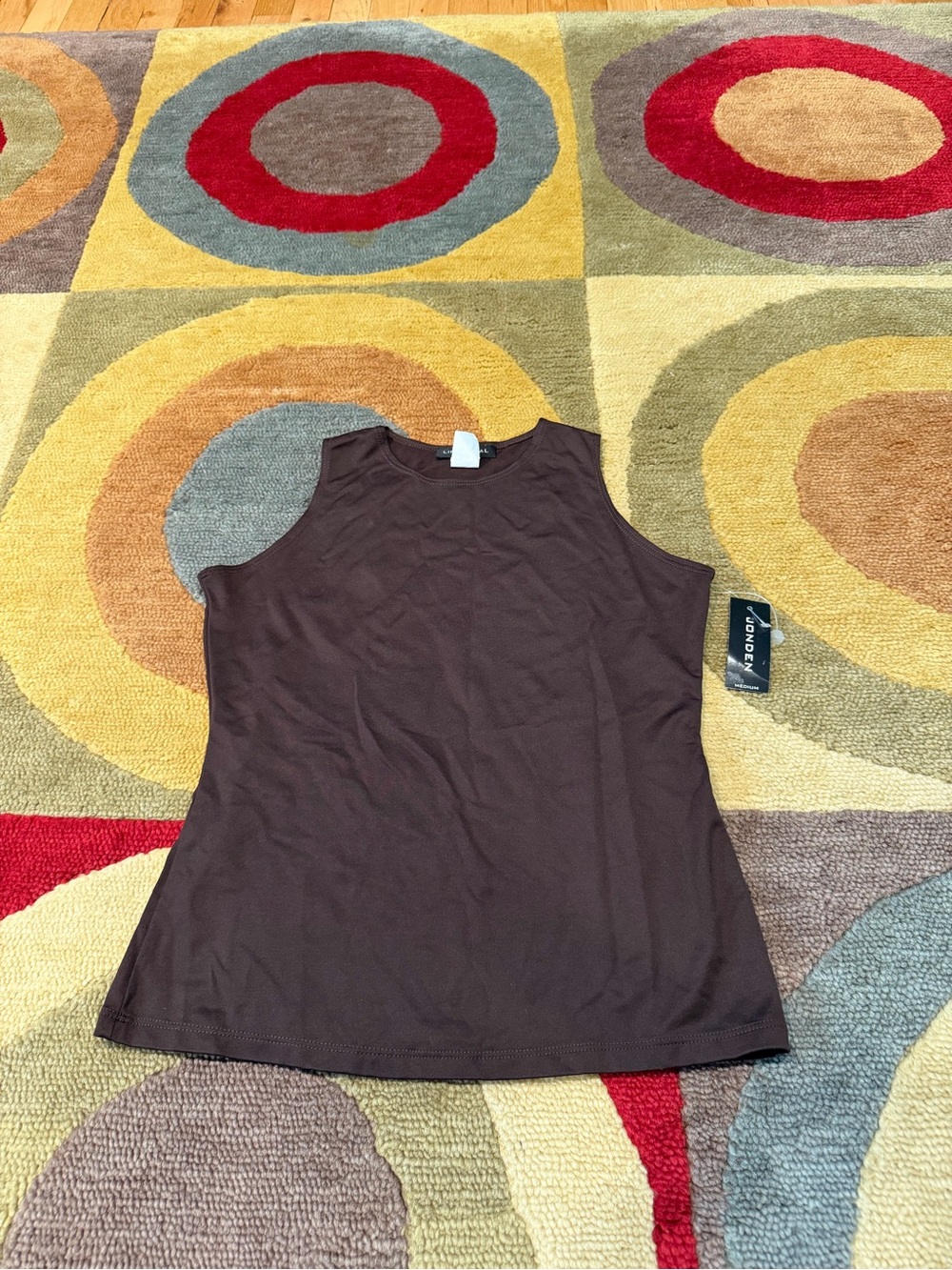 NWT Linda Leal Brown Basic Classic Tank Top Nylon / spandex Women’s Size Medium
